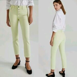 AG ISABELLE Hi WHITE CITRUS MIST HIGH-RISE BUTTON-UP STRAIGHT CROP JEANS 24 #183